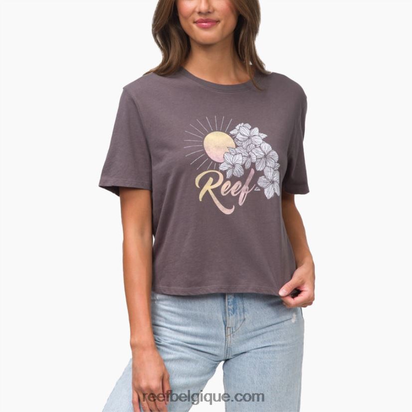 femmes Reef gris t-shirt court plumerian à manches courtes 2H4Z0V279