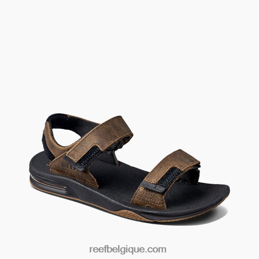 Hommes Reef noir marron cuir fanning baja 2H4Z0V379