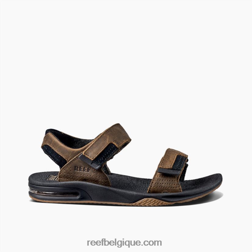 Hommes Reef noir marron cuir fanning baja 2H4Z0V379