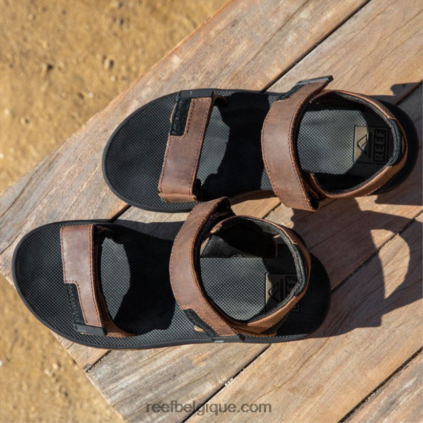 Hommes Reef noir marron cuir fanning baja 2H4Z0V379