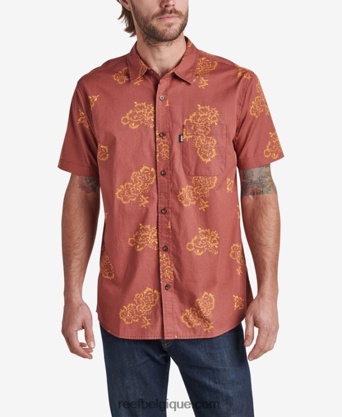 Hommes Reef acajou chemise forgée à manches courtes 2H4Z0V642