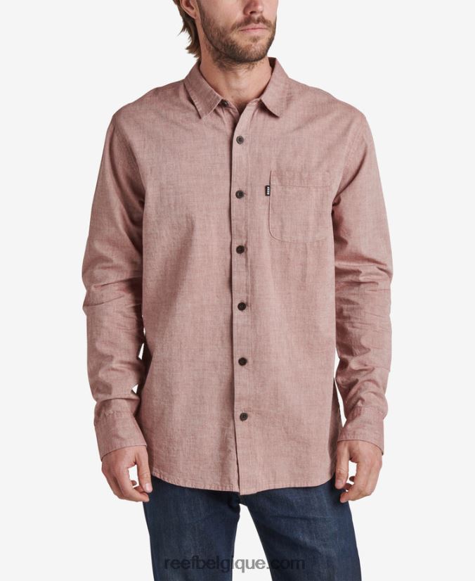 Hommes Reef acajou chemise à manches longues stuart 2H4Z0V657
