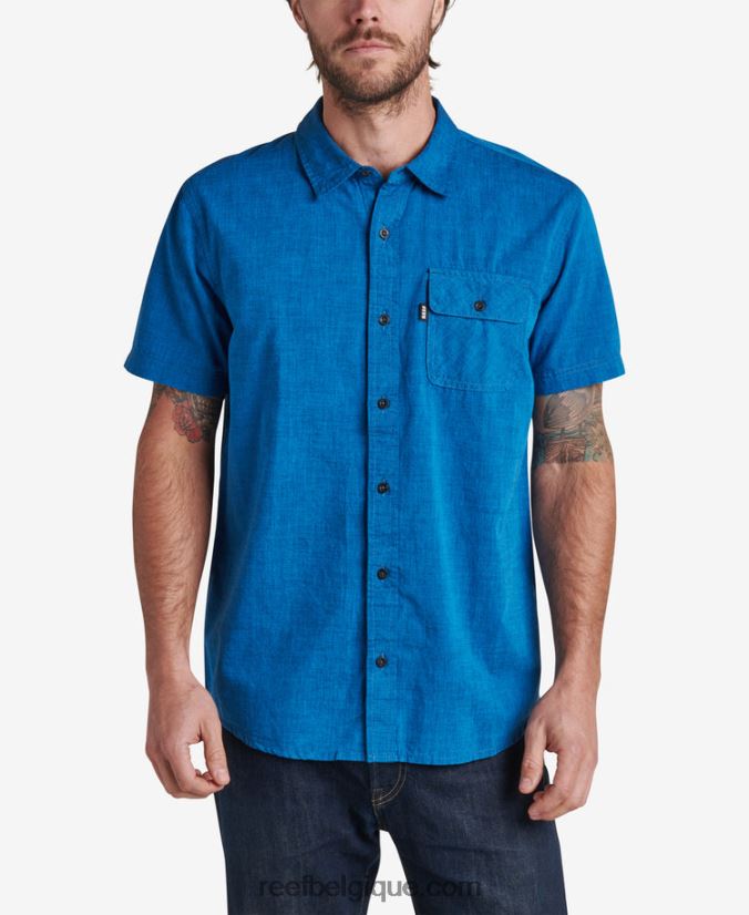 Hommes Reef bleu français chemise à manches courtes 2H4Z0V653