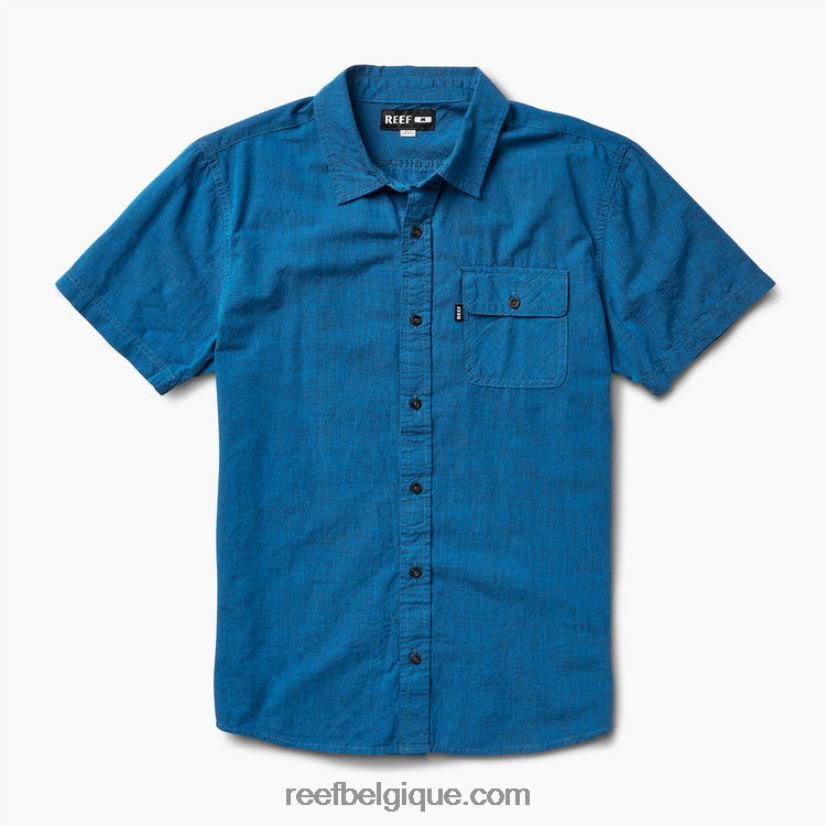 Hommes Reef bleu français chemise à manches courtes 2H4Z0V653