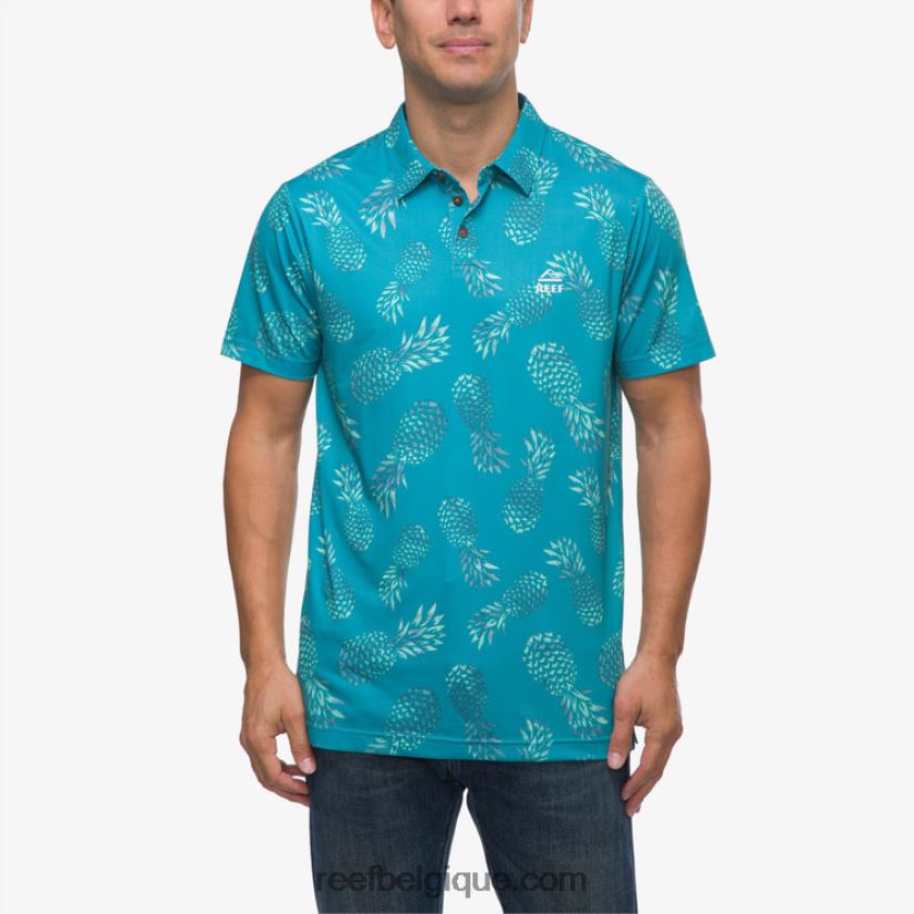 Hommes Reef carrelage bleu polo spinner à manches courtes 2H4Z0V652