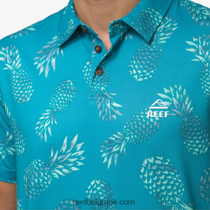 Hommes Reef carrelage bleu polo spinner à manches courtes 2H4Z0V652