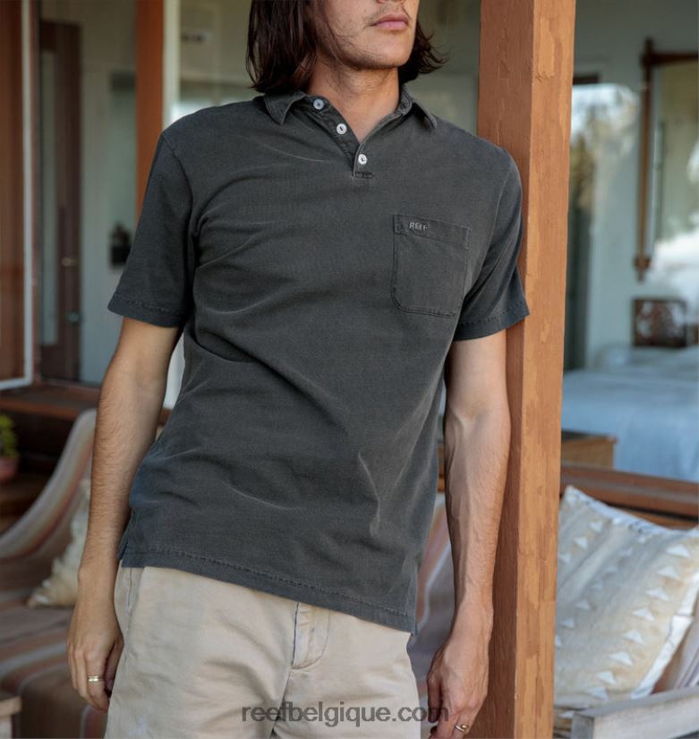 Hommes Reef pirate noir polo à manches courtes Walker 2H4Z0V641