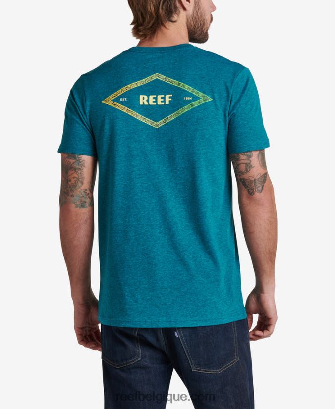 Hommes Reef chiné noir cyan t-shirt unie à manches courtes 2H4Z0V575