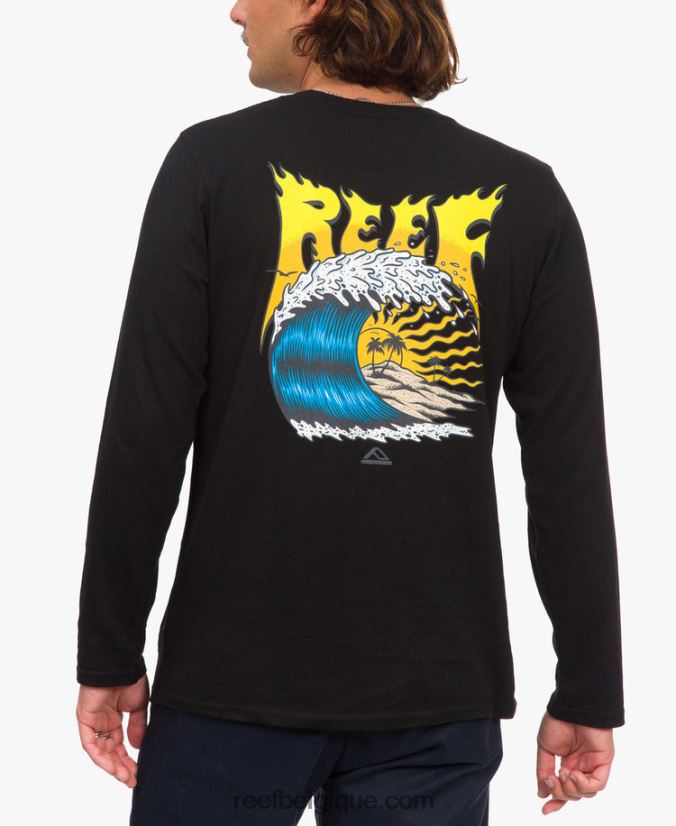 Hommes Reef noir carson recyclo t-shirt à manches longues 2H4Z0V589