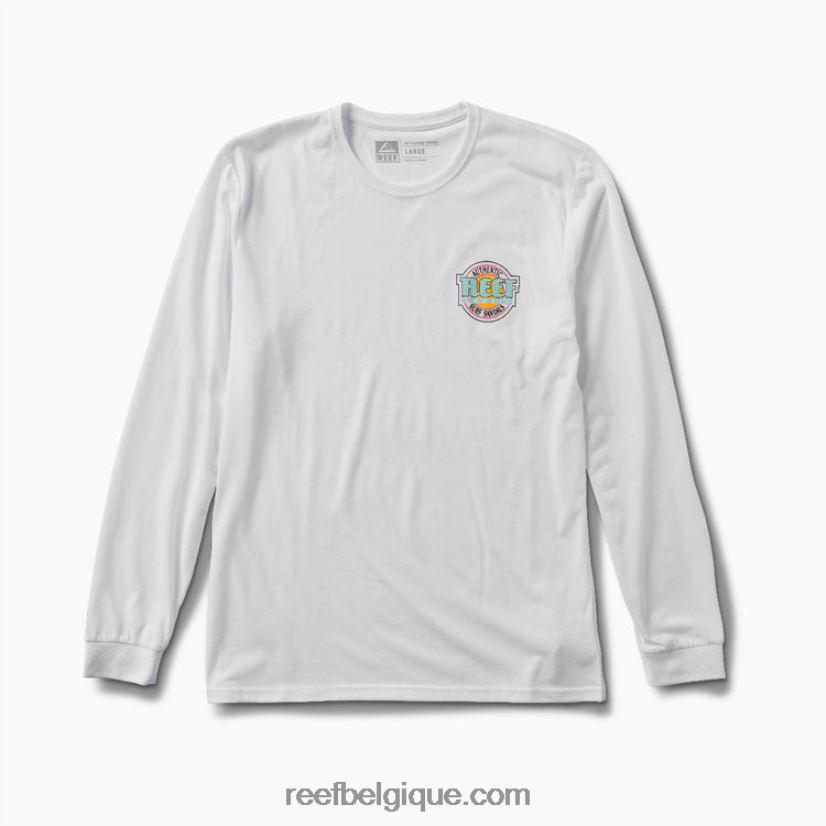 Hommesblanc t-shirt de surf de reef surfari ls 2H4Z0V629