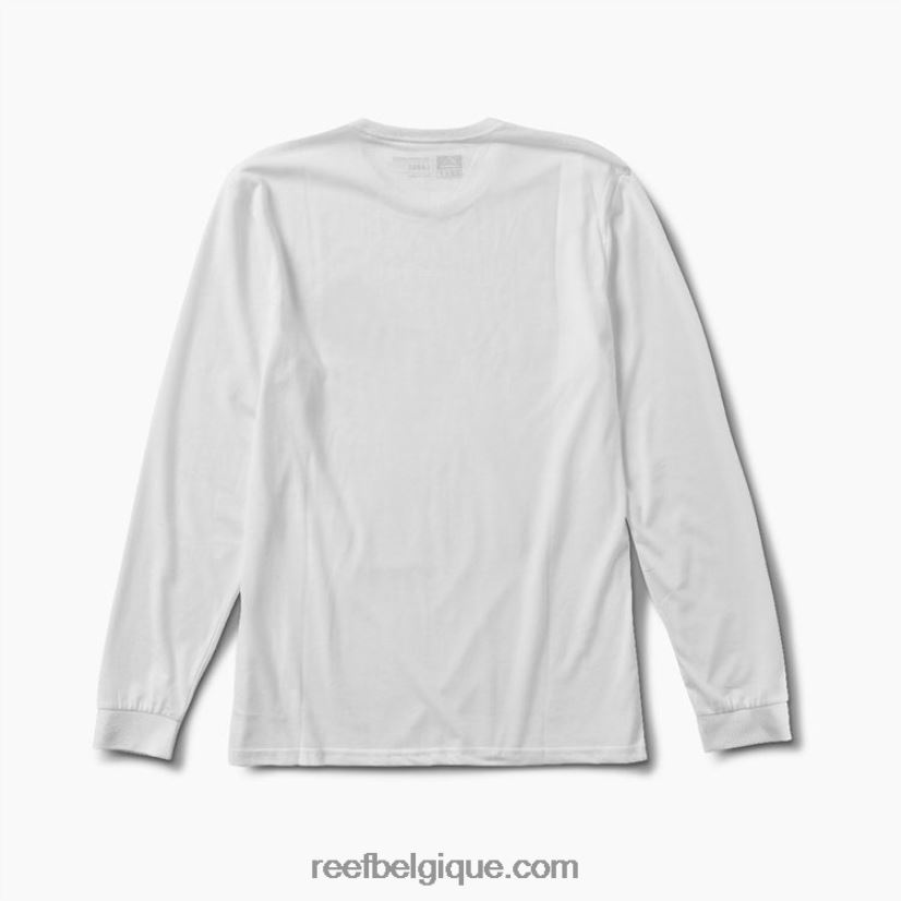 Hommesblanc t-shirt de surf de reef surfari ls 2H4Z0V629